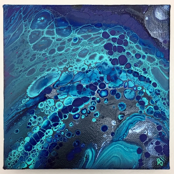 Blue Pour Painting - Picture 1 of 4